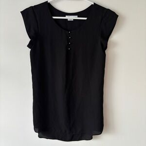 Reitmans Black Cap Sleeve Blouse the relaxed Lerelax work formal XXS petite